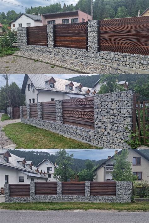 Kombinácia murovaného plota s drevenou výplňou