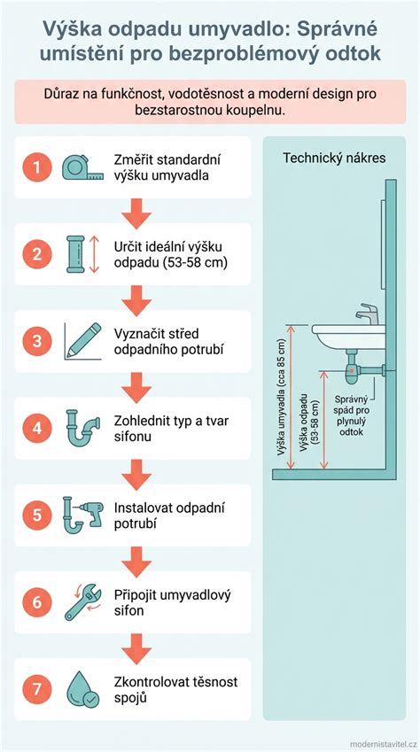 Schéma ideálnej výšky odpadu pre umývadlo