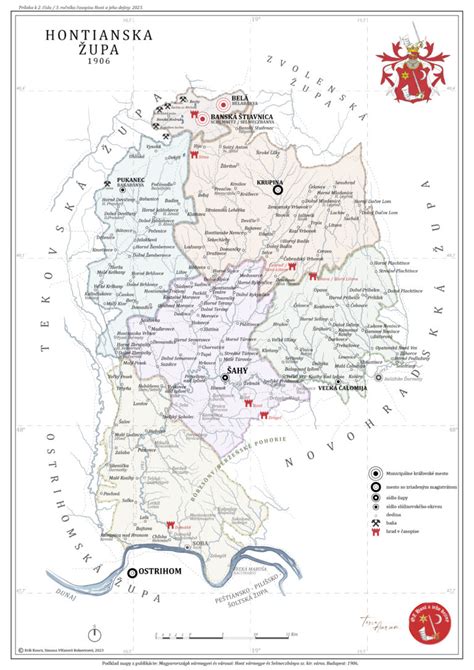 Historická mapa Hontu s vyznačenými lokalitami Bzovíka a Čabrade