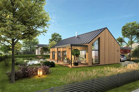 Moderný bungalov s drevenou fasádou