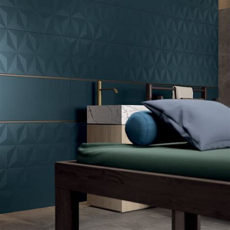 Obklad Marca Corona 4D Diagonal Deep Blue v interiéri