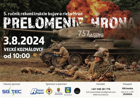 Scéna z rekonštrukcie bitky Prelomenie Hrona s tankami a výbuchmi