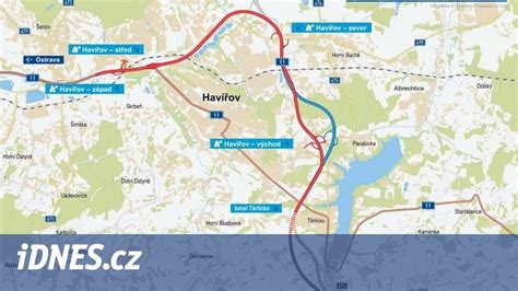 Mapa trasy obchvatu Kežmarku s vyznačenými úsekmi a obcou Huncovce