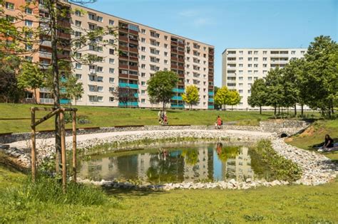Vizualizácia revitalizovaného sídliska v Trnave s novými zelenými plochami