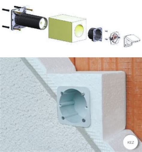 Inštalácia elektroinštalačnej krabice KEZ do zateplenej fasády