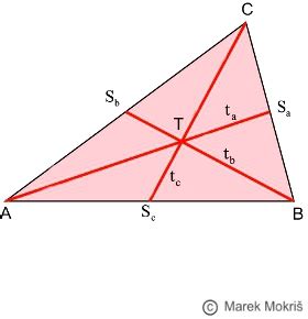 Ilustrácia strednej priečky trojuholníka