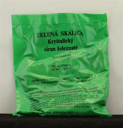 Tabuľka dávkovania zelenej skalice