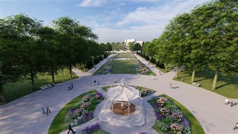 Pohľad na zrevitalizovaný mestský park v Prievidzi