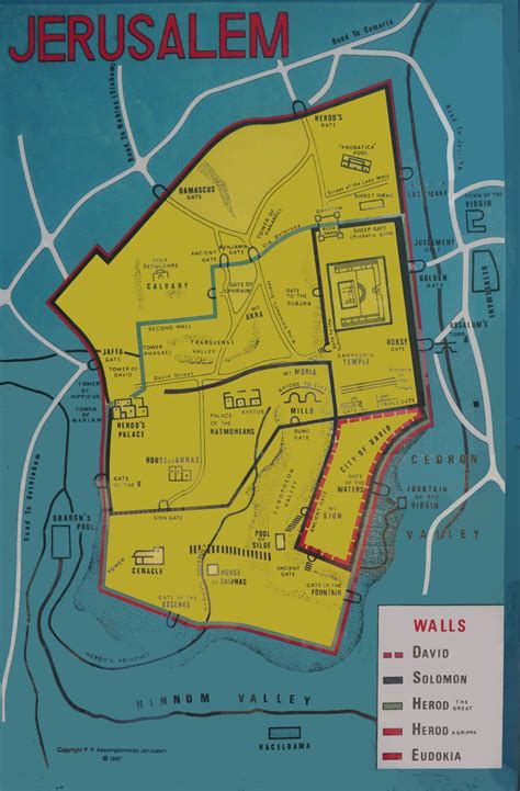 Mapa Jeruzalema s vyznačenými štvrťami