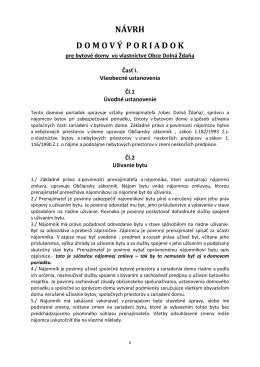 Domový poriadok a pravidlá spolužitia