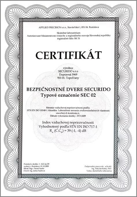Certifikát požiarnej odolnosti sadrokartónu