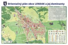 Mapa obce Lendak s vyznačenou hlavnou cestou a okolitými regiónmi