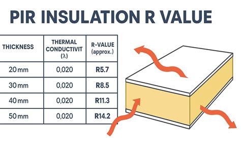 Infographics on thermal insulation properties (lambda value)