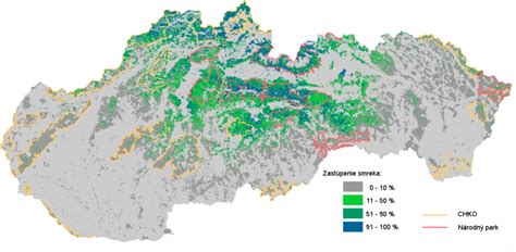Mapa rozšírenia smreka sibírskeho