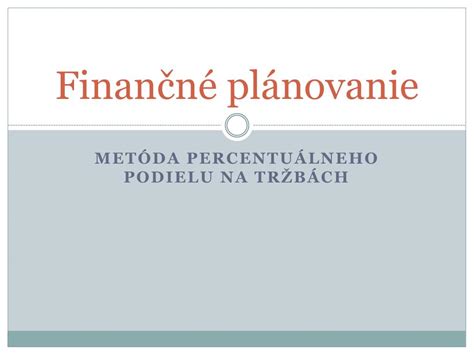 Finančné plánovanie rekonštrukcie
