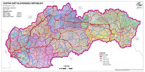 mapa cestnej siete a mostov v Košickom kraji