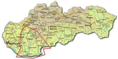 Mapa Nitrianskeho kraja s vyznačenými oblasťami pokrytia služieb