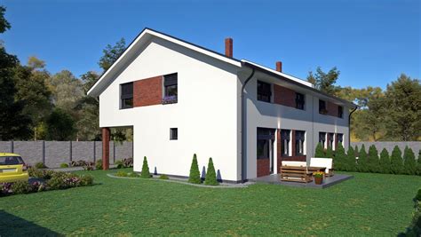 vizualizácia moderného dvojpodlažného dvojdomu