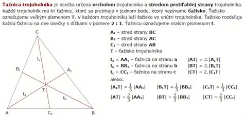 Ťažnice trojuholníka a jeho ťažisko
