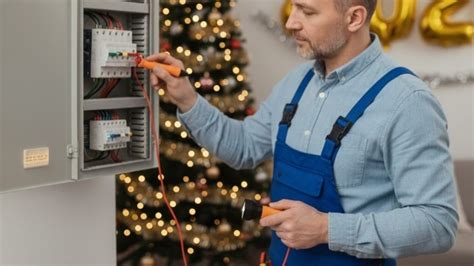 Elektrikár kontrolujúci elektrickú rozvodnú skriňu