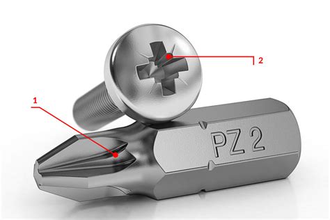 Detail krížovej drážky skrutky a hrotu skrutkovača