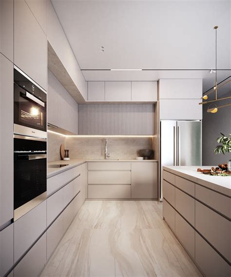 Moderný kuchynský interiér s elegantnou podlahou