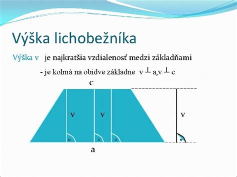 Základné časti lichobežníka: základne, ramená a výška