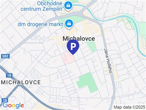 Mapa s vyznačenou polohou Kovex-Stavebniny na Pekárenskej ulici v Michalovciach