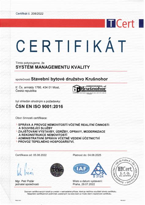 Certifikát ISO 9001 spoločnosti ATTACK