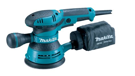 Technický nákres excentrickej brúsky Makita BO5041 s popísanými časťami