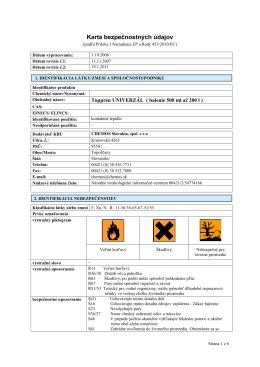 Štruktúra karty bezpečnostných údajov