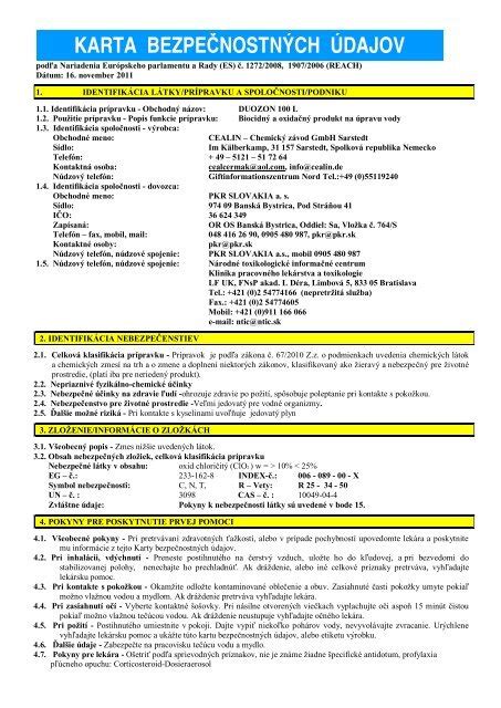 Porovnanie Bezpečnostnej karty (uzamykanie) a Karty bezpečnostných údajov (chemikálie)