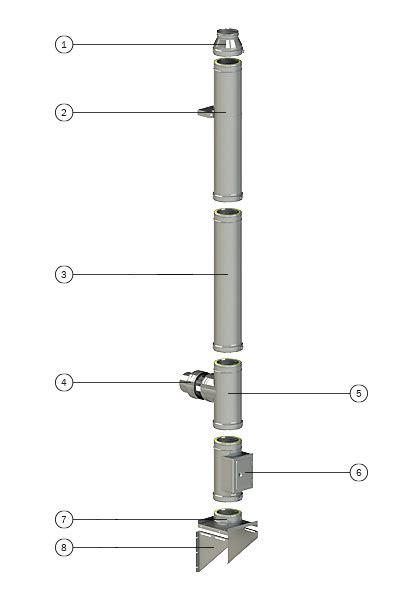 Komínový systém Almeva Triple DW25 v interiéri