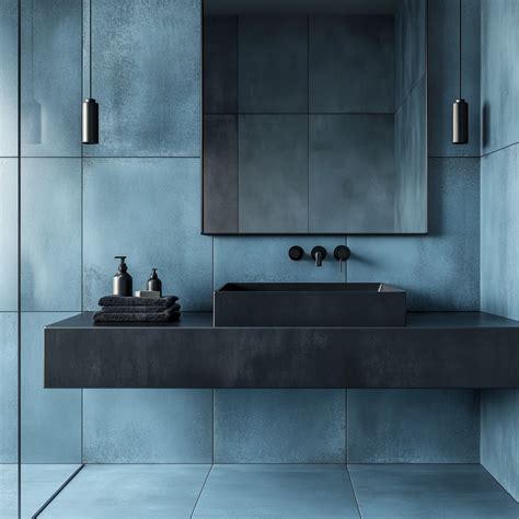 Industriálny interiér kúpeľne s betónovým obkladom