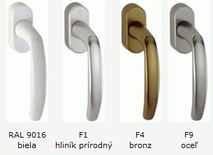 Detail ozdobnej okenné kľučky z mosadze