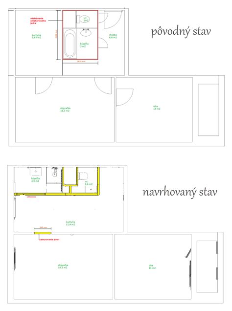 Plánovanie rekonštrukcie bytového jadra - návrh dispozície a rozmiestnenia sanity