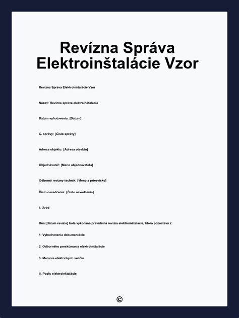 Revízna správa a certifikácia elektroinštalácie