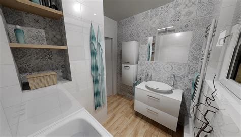 kúpeľňa s mozaikovým obkladom na stene