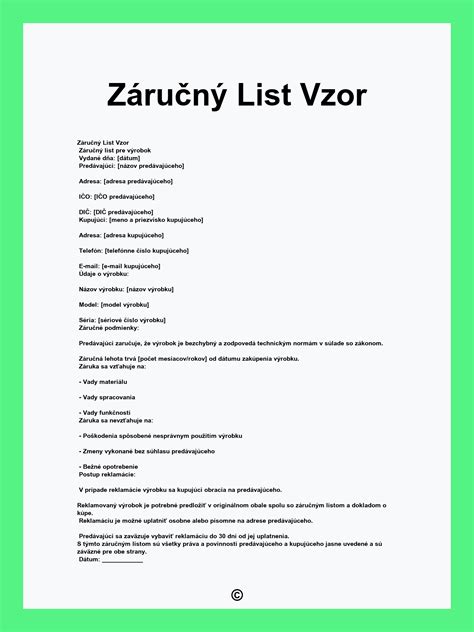 Záručný list a servisné informácie