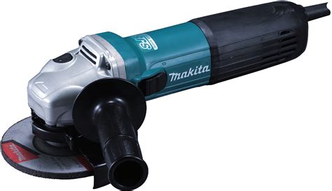 Detail uhlovej brúsky Makita 125 mm pri práci
