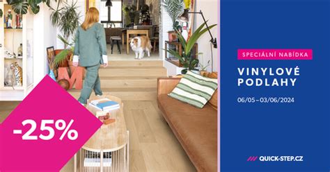 Plagát s informáciami o 25% zľave na podlahy Quick-Step