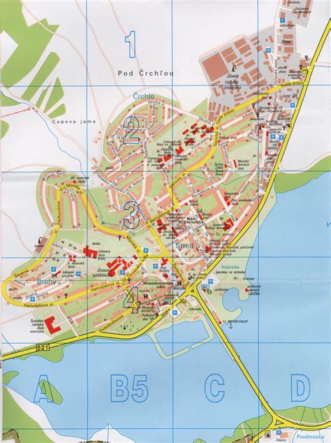 Mapa Kysuckého Nového Mesta s vyznačenými modernizovanými budovami