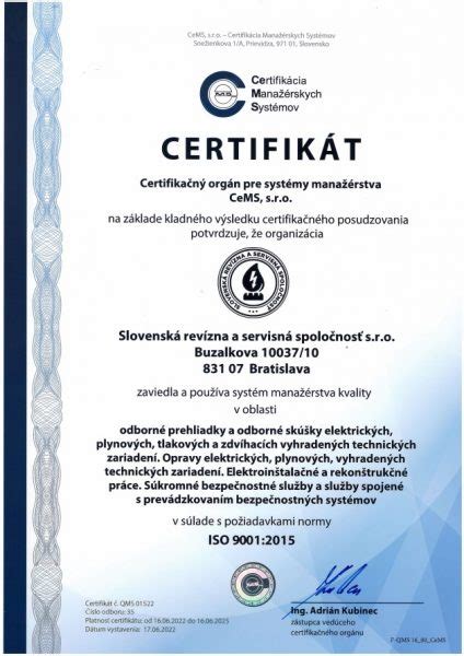 Certifikát kvality pre izolačné materiály
