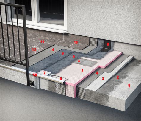 Detail balkóna s aplikovanou hydroizoláciou