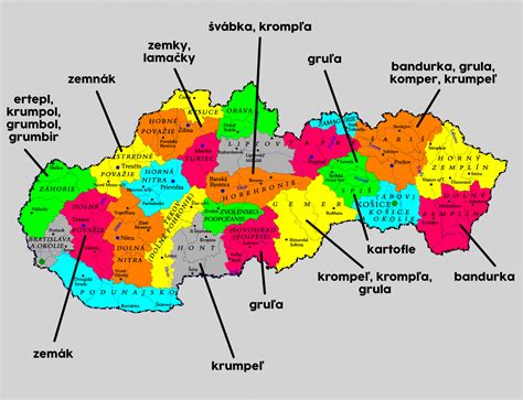 Mapa cien štrku v rôznych regiónoch Slovenska
