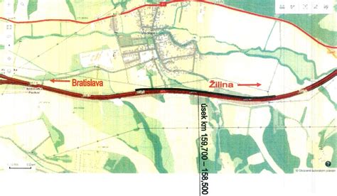 Schéma modernizovaných železničných objektov v úseku Považská Bystrica - Považská Teplá