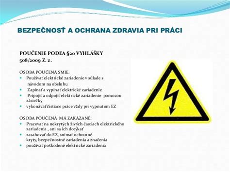 Schéma bezpečnostných pokynov pri práci s elektrinou