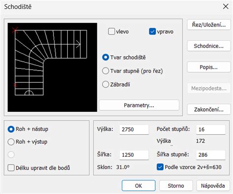 Schéma rozmerov a parametrov schodiskových stupňov a zábradlia