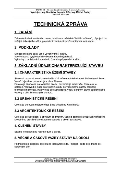 Ukážka technickej správy pre rekonštrukciu domu