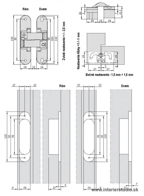 Detail 3D nastaviteľného závesu pre bezfalcové dvere